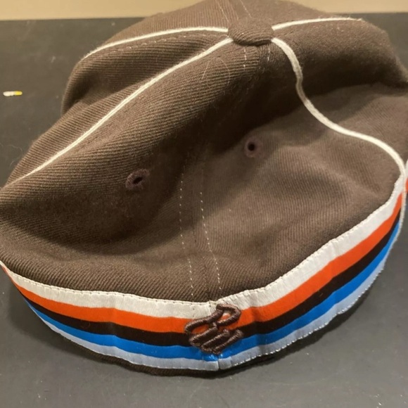 Rocawear Hat Cap 7 1/2 Fitted Brown Striped Embroidered Roc - Picture 6 of 11